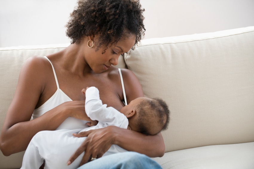 mom breastfeeding baby